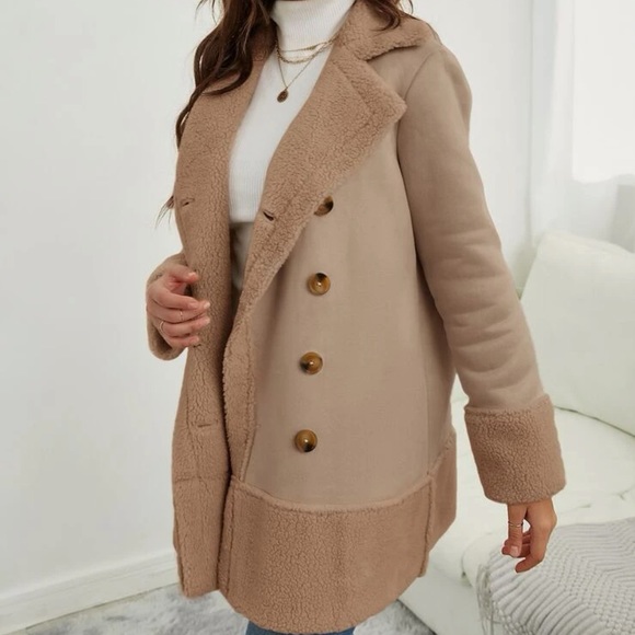 New Teddy lined double breasted jacket - Picture 1 of 4